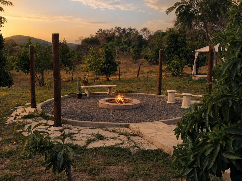Roda de fogueira ao entardecer