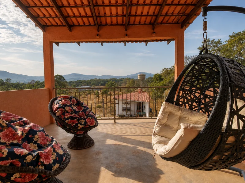 Varanda e vista para a serra